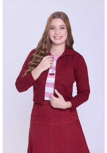 Jaqueta Iris Em Jeans Colors Bordo Hapuk Outono/Inverno 2026 