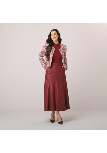 Saia Ariela Em Couro Deep Telha Tata Martello Outono/Inverno 2026