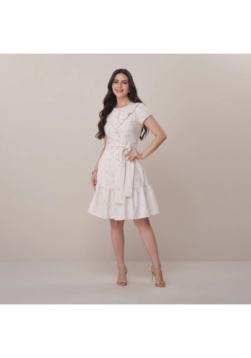 Vestido Tamara Em Algodão Bordado Off White Tata Martello Primavera/Verão 2026