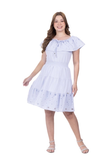 Vestido Alanys Em Malha Lisa E Laise Azul Hapuk Primavera/Verão 2026