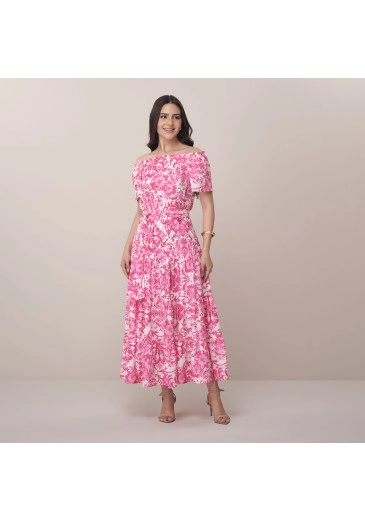 Vestido Raissa Em Crepe Gloss Rosa Tatá Martello Primavera/Verão 2026