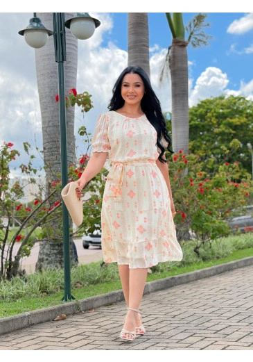 Vestido Esmeralda Em Crepe Laranja Maria Amore Primavera/Verão 2027