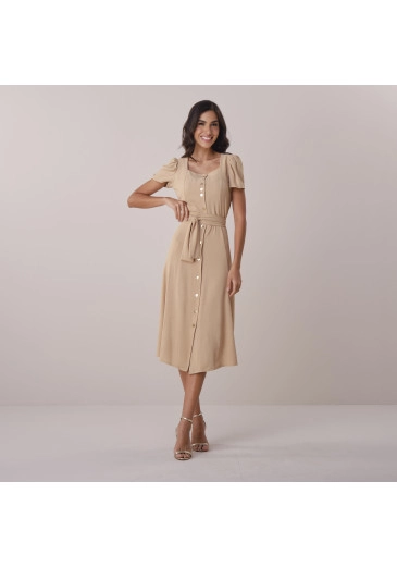 Vestido Lara Em Crepe Air Flow Bege Tata Martello Primavera/Verão 2026