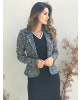 Blazer Animal Print Preto Clara Rosa 