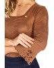 Blusa em Suede Marrom Via Tolentino