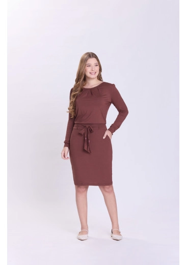 Vestido Lucia Em Malha Marrom Hapuk  Outono/Inverno 2026