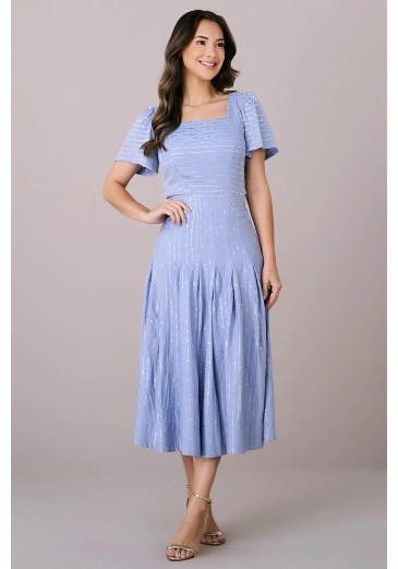 Conjunto Bianca em Rayon Slub Bordado Paete Azul Tatá Martello Outono/Inverno 2025