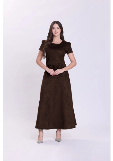Conjunto Alzira Em Malha Suede Marrom Hapuk Outono/Inverno 2026