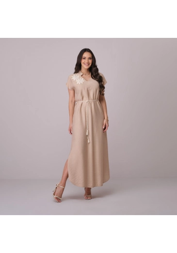 Vestido Kessia Em Rayon Linho Bege Tata Martello Primavera/Verão 2026