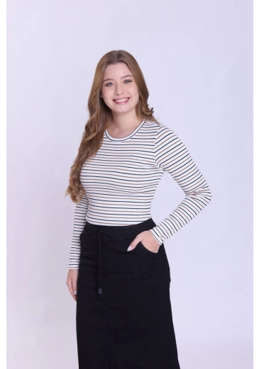 Blusa Roberta Em Malha Canelada Listrada Branco Hapuk Outono/Inverno 2026