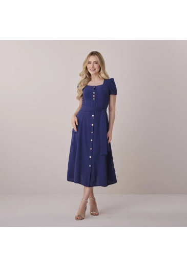 Vestido Lara Em Crepe Air Flow Azul Marinho Tata Martello Primavera/Verão 2026