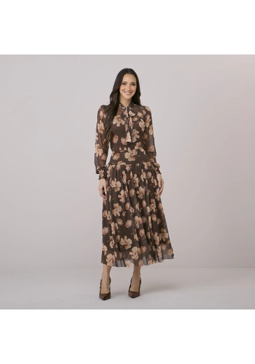 Vestido Liliane Em Tule Marrom Tata Martello Outono/Inverno 2026