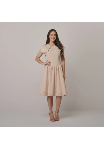 Vestido Nagela Em Twill Rayon Bege Tata Martello  Outono/Inverno 2026