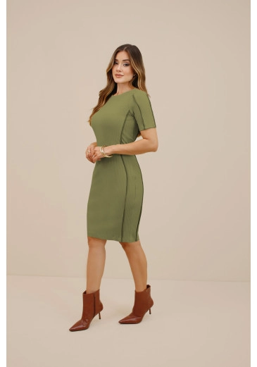 Vestido Theodora Em Malha Canelada Verde Nitido Outono/Inverno 2026