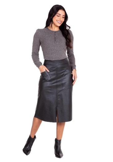Blusa Rosana Em Malha Texturizada Preta Hapuk Outono/Inverno 2024