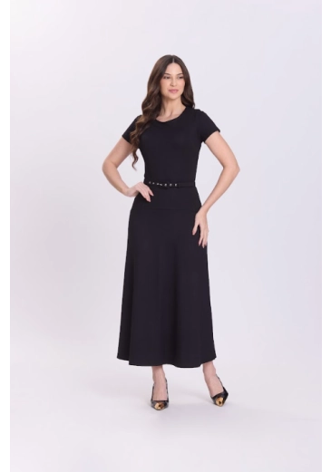 Vestido Milena Em Ponto Romana Preto Hapuk Outono/Inverno 2026