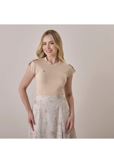 Blusa Lia Em Malha Dream Bege Tata Martello Primavera/Verão 2026