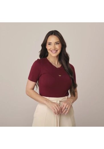 Blusa Kiara Em Malha Pima Premium Bordô Tata Martello Primavera/Verão 2026