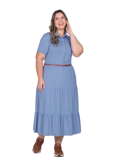 Vestido Paloma Em Malha Flamê Azul Hapuk Outono/Inverno 2025