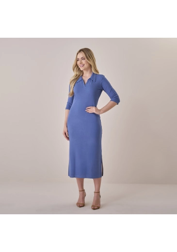 Vestido Angela Em Malha Stella Maris Azul Tatá Martello Primavera/Verão 2026