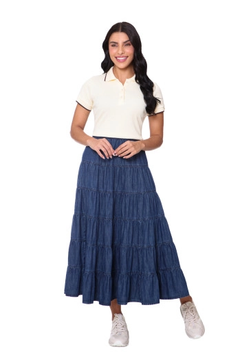 Saia Esmeralda Em Jeans Escuro Hapuk Outono/Inverno 2025