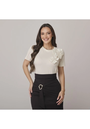 Blusa Clarice Em Algodão Com Aplicação Branco Tata Martello Outono/Inverno 2026