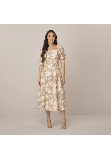 Vestido Laura Em Bamboo Rayon Bege Tatá Martello  Primavera/Verão 2026