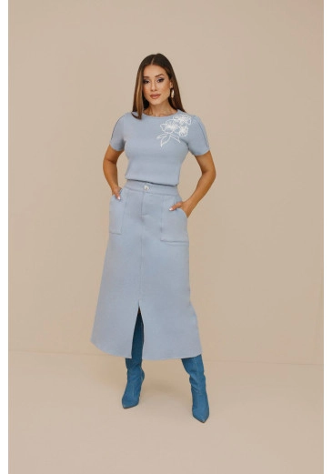 Saia Isabela Em Moletom Azul Nitido Outono/Inverno 2026