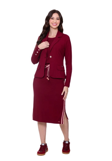 Blazer Elisa Bordô Em Malha Estruturada Hapuk Outono/Inverno 2025