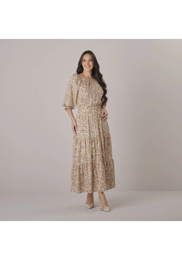 Vestido Poliana Em Crepe New Sabia Bege Tata Martello Outono/Inverno 2026