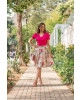 Conjunto Saia Evasê Estampada Maria Amore