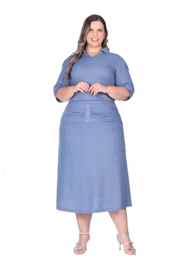 Conjunto Naomi Em Malha Texturizada Azul Hapuk Primavera/Verão 2026