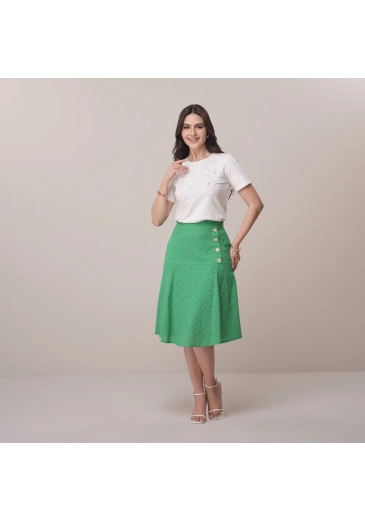 Saia Elsa Em Laise Verde Tata Martello Primavera/Verão 2026