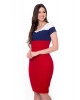 Vestido Canelado Tricolor Vermelho Hapuk 