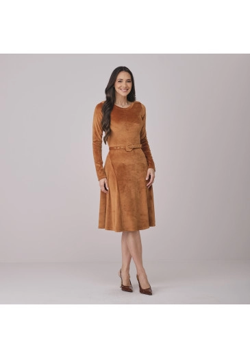 Vestido Flavia Em Corduroy Caramelo Tata Martello Outono/Inverno 2026