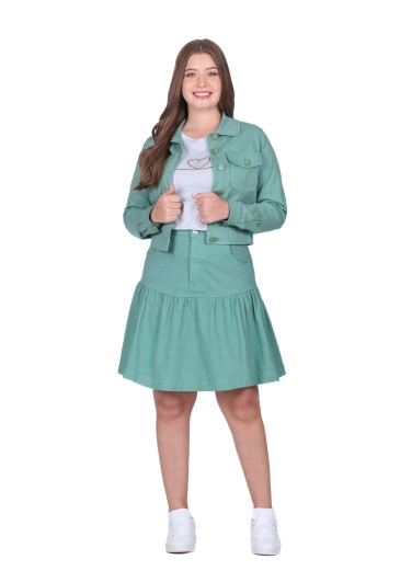 Jaqueta Fernanda Em Jeans Color Verde  Hapuk Outono/Inverno 2025