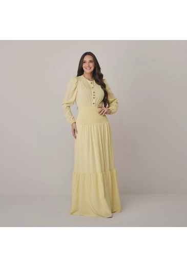 Vestido Maria Em Crepe Gloss Amarelo Tata Martello Outono/Inverno 2026