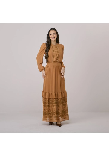 Vestido Karen Em Crepe Caramelo Tata Martello Outono/Inverno 2026