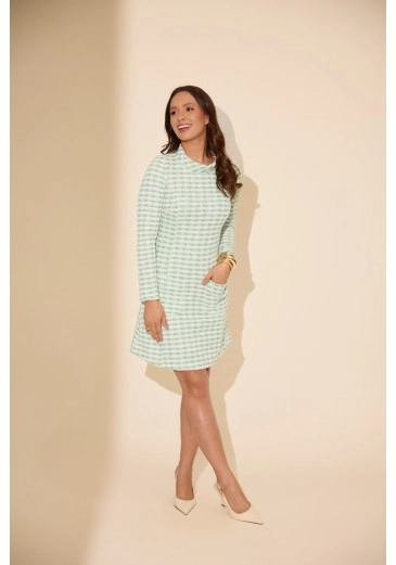 Vestido Ana Em Tweed Verde Jany Pim Outono/Inverno 2026
