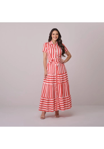 Vestido Morgana Em Algodão Santorini Vermelho Tata Martello Primavera/Verão 2026