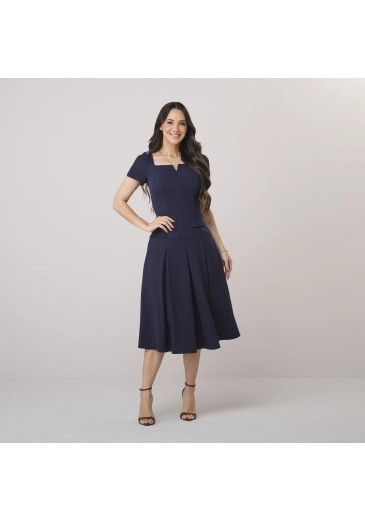 Vestido Elida Em Alfaiataria Brunello Azul Noite Tata Martello Outono/Inverno 2026