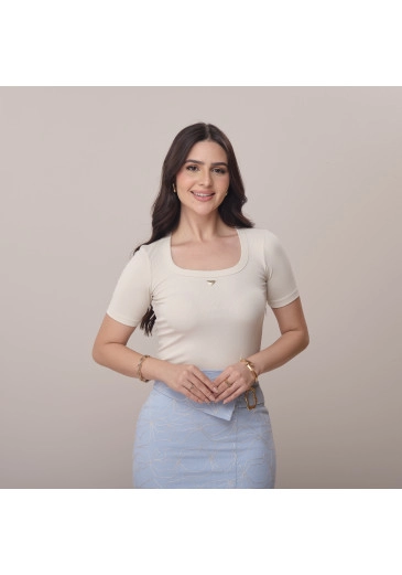 Blusa Paty Em Malha Off White Tata Martello Primavera/Verão 2026