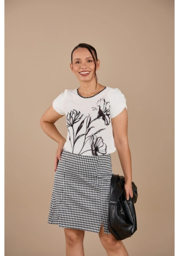 Saia Núbia Em Fio Tinto Xadrez Jany Pim Primavera/Verão 2026