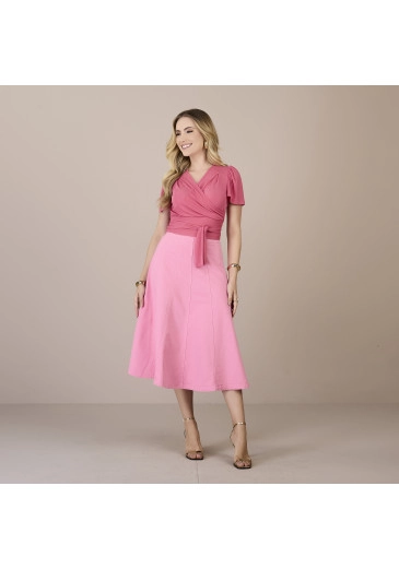 Saia Jeans Colors com Elastano Rosa Tatá Martello Primavera/Verão 2025 