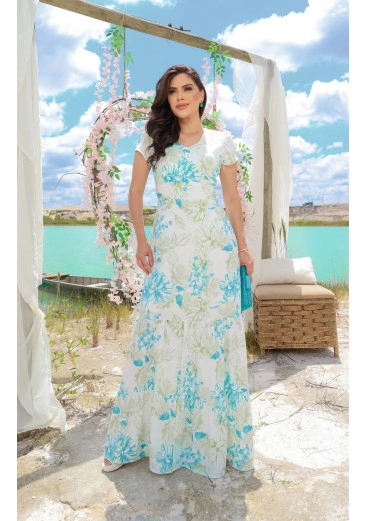 Vestido Eulalia Longo Em Crepe Estampado Maria Amore Alto Verão 2025