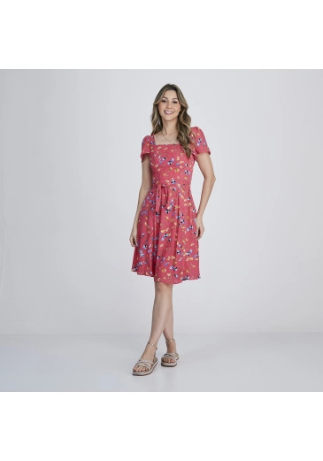 Vestido Camila Em Crepe Estampado Pink Tata Martello Alto Verão 2024