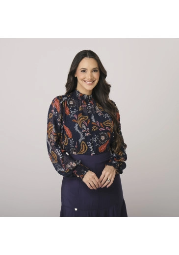 Blusa Andreia Em Crepe Lucy Preto Tata Martello Outono/Inverno 2026