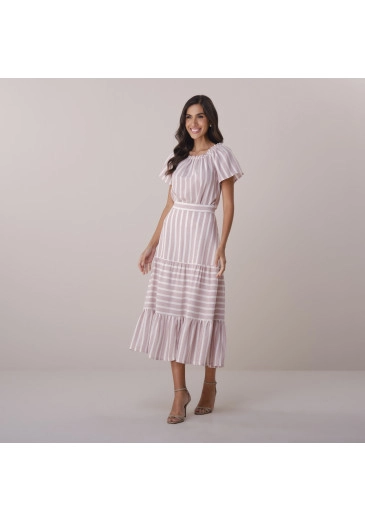 Conjunto Andreia Em Linho Listrado Rosa Tata Martello Primavera/Verão 2026