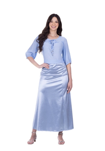 Saia Valentina Em Tecido Acetinado Azul Hapuk  Primavera/Verão 2026