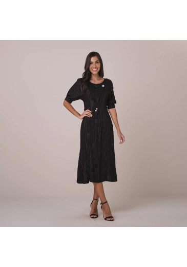 Vestido Mariane Em Visco Lure Preto Tatá Martello  Primavera/Verão 2026